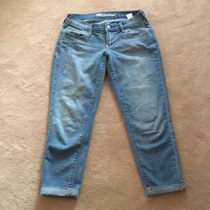 Boyfriend jean cuffed capris